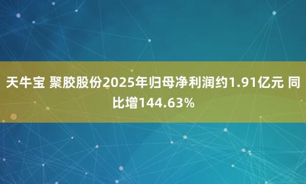 天牛宝 聚胶股份2025年归母净利润约1.91亿元 同比增144.63%